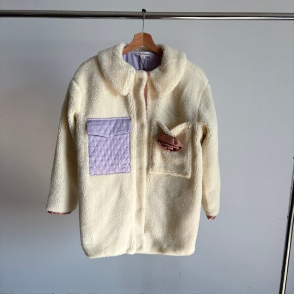 $169 NWT Cream For Love And Lemons “Katrina” Faux Shearling Jacket Sz XS S - Picture 2 of 11
